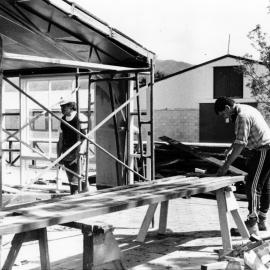 Trentham racecourse; stables being renovated for Magic Millions yearling sales.