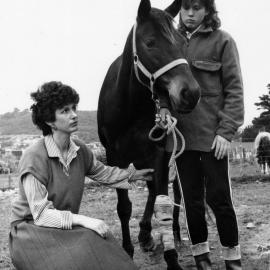 Lyn Pogson, horse Ettie, injured as a reult of fireworks, and daughter Angela, 12.