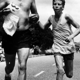 Leader fun run, 1988; family-section winners Kevin and Sam Blair.