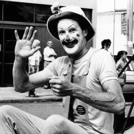 Christmas parade 1988; unidentified clown.