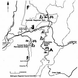 Wellington Regional Council map of attractions north and east of central Upper Hutt.