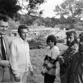 River Road; Bill Jeffries and protesters against removal of Moonshine Bridge.