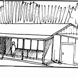 Trentham Memorial Park; Sports Association building; cricket, harriers, and walkers; architect's drawing. 