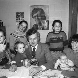 Bill Jeffries re-elected ; with wife Shona and children Martha, 5; Joseph, 2; Hannah, 5 months; Ruth, 12; Sam, 9.