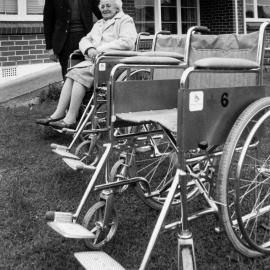 Red Cross wheelchairs; Lilly and Jack Wilson