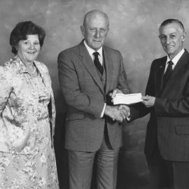 RSA president Tom Mereu, right, presents Heart Foundation's Jock Connolly with $2263, raised by sports charity day.