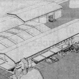 Hutt Valley Energy Board depot, 18 Goodshed Road; architect's isometric view.