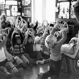 Doris Nicholson Kindergarten; Miss Kennedy reading Dr Seuss's 'Bears on Wheels'.
