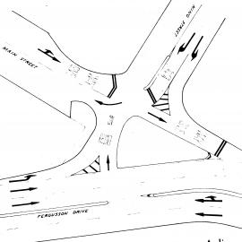 Main Street, King Street and Fergusson Drive intersection; lane and island changes.