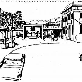 Main Street pedestrian mall, looking east from Station/Geange Street