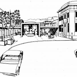 Main Street; pedestrian precinct proposal; view loooking east from Station (Geange) Street