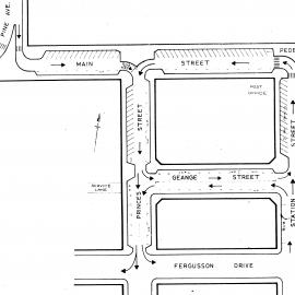 Traffic management 1974; changes for introduction of pedestrian mall.