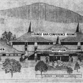 Te Marua; proposed $1 500 000 motor lodge; architect's drawing and map.