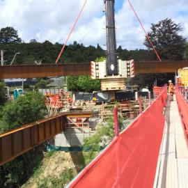 Akatarawa bridge 3 construction  9; second beam starts moving