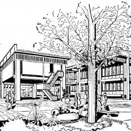 Civic Centre design  4, August 1967; view looking south-east