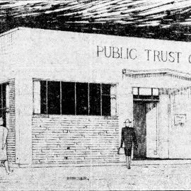 Gibbons Street, east side; No.  2; original Public Trust building; architect's drawing.