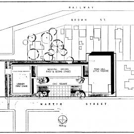 Civic Centre design  1, June 1965; site plan