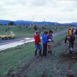 Arbor Day 1983; Awakairangi Park stop-bank