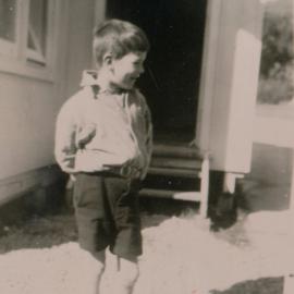 Te Marua School; Child Standing Outside Classroom; Circa 1955