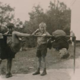 Te Marua School; children on Monkey Bars; Circa 1955