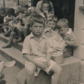 Te Marua School; children Sitting on Steps; Circa 1955
