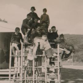 Te Marua School; children on jungle gym; Circa 1955
