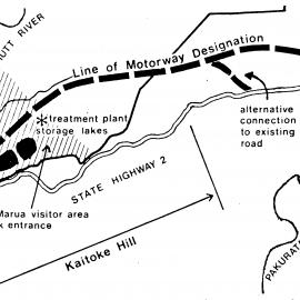 Kaitoke; State Highway 2; northern motorway proposals, 1985.
