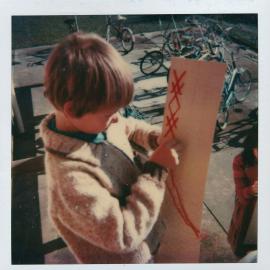 Brown Owl School 1980; making tukutuku