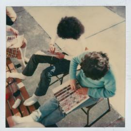 Brown Owl School 1980; making tukutuku