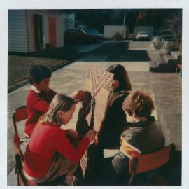 Brown Owl School 1980; making tukutuku