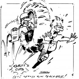 Tyre factory; threatened redundancies; cartoon