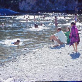 Swimmers in Te Awa Kairangi / Hutt River at Birchville; Circa 1969