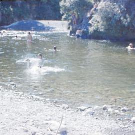 Swimmers in Te Awa Kairangi / Hutt River at Birchville; Circa 1969