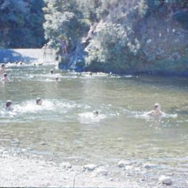 Swimmers in Te Awa Kairangi / Hutt River at Birchville; Circa 1969