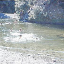 Swimmers in Te Awa Kairangi / Hutt River at Birchville; Circa 1969