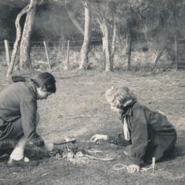 Girl Guides; First Silverstream Company; learning to light a fire; 1960