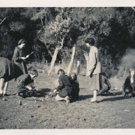 Girl Guides; First Silverstream Company; learning to light a fire; 1960