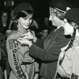 Girl Guides Upper Hutt Division; Presentation of Chief Commissioners Badge; 1974