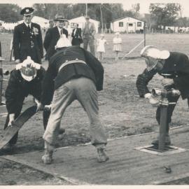 Silverstream Volunteer Fire Brigade; competitions; 1954; Gordon Hamilton, Len and Fred Stringer winning Three-Man Straight; 1954