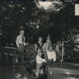 Silverstream Volunteer Fire Brigade; competitions; 1956; Wellington regional; children on a fire engine
