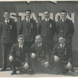 Silverstream Volunteer Fire Brigade building 1; Main Road South; Brigade members.