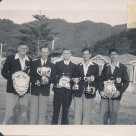 Silverstream Volunteer Fire Brigade; competitions; 1955 team with trophies