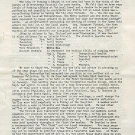 History of the Upper Hutt Branch of the NZ Nurses Association, 1957 - 1982