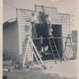 Silverstream Volunteer Fire Brigade building 1; painting the fire station
