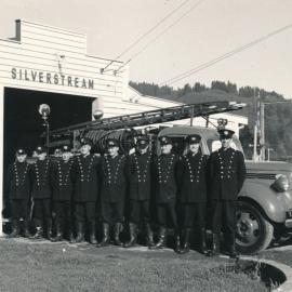 Silverstream Volunteer Fire Brigade 1966, with 1938 Ford V8 fire engine