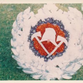 Silverstream Volunteer Fire Brigade wreath for Tom Coe's funeral; 1972
