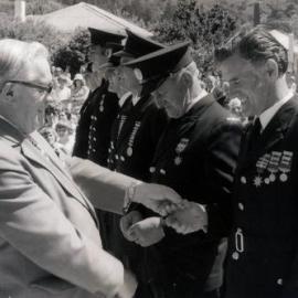 Silverstream Volunteer Fire Brigade; new station formal opening; November 1974; presentation