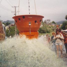 Silverstream Volunteer Fire Brigade, 1980; 50th anniversary celebration; display; monsoon bucket