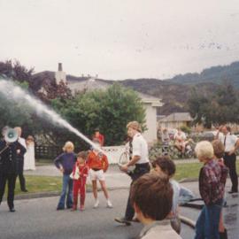 Silverstream Volunteer Fire Brigade, 1980; 50th anniversary celebration; display; water