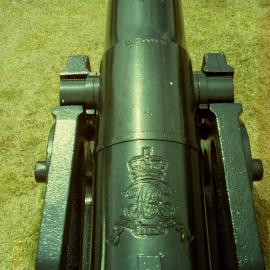 Trentham Camp guns; 24-pounder Royal Arsenal muzzle-loading cannon markings
